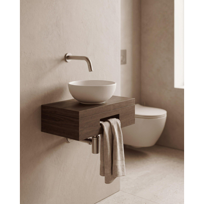Royal Plaza Terra pack lave-mains – 40 x 25 x 10 cm – bois blanc mat – robinet inox – avec porte-serviette