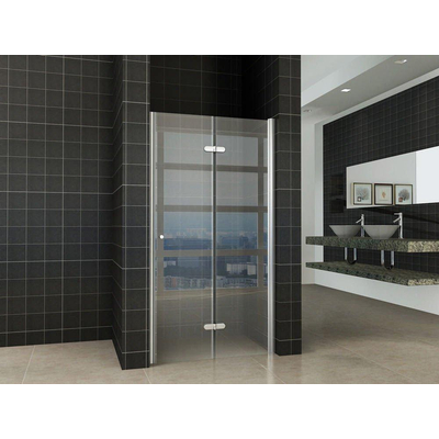 Wiesbaden Maki Porte de niche pliante droite 900 x 2000 x 8 mm verre clair nano chrome