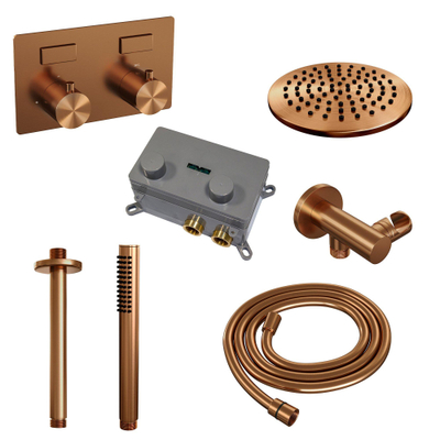 BRAUER Copper Edition inbouw regendoucheset – Ø20 cm hoofddouche – 30 cm plafondbuis – staafhanddouche – set 53