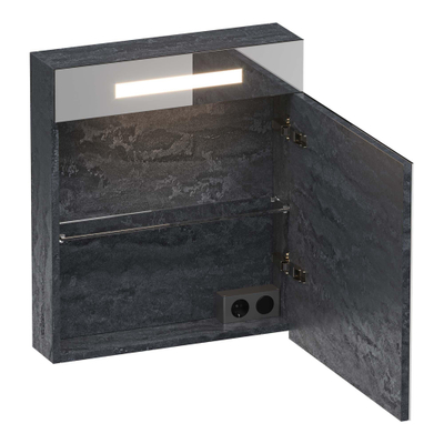 BRAUER Promise armoire de toilette - 60x70x15cm -- avec éclairage direct 1 porte de miroir simple battant à droite Damascus