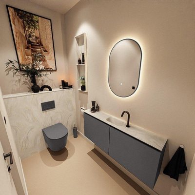 MONDIAZ TURE-DLUX meuble de toilette 120cm Dark Grey. Lavabo EDEN Ostra position milieu. Avec 1 trou de robinet.