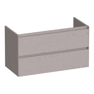 BRAUER Inspire Ensemble meuble de salle de bains - 100x62.5x46cm - 2 tiroirs - sans poignées - softclose - lavabo en céramique - gauche - sans trou de robinet - blanc - timber greige