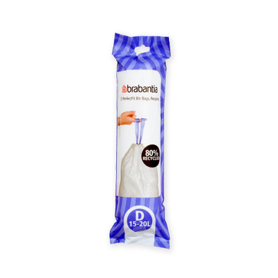 Brabantia PerfectFit Afvalzakken - trekbandsluiting - recycled - code D - 15-20L - 20 stuks