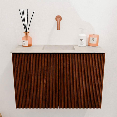 Mondiaz JOYA-DLUX 60cm toiletmeubel - kleur Ruby - Wastafel FAYE positie Midden Zonder kraangat kleur Ostra.