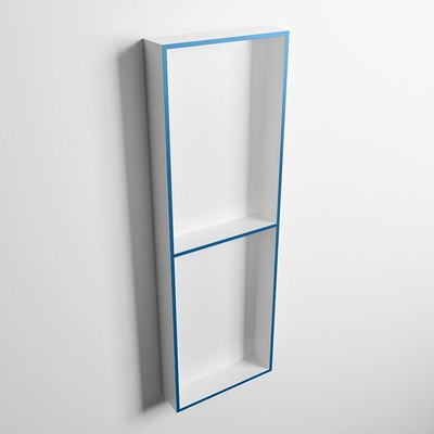 Mondiaz Easy nis 29.5x149.5x8cm voor Inbouw/opbouw 2 open vakken Solid surface Talc/Jeans