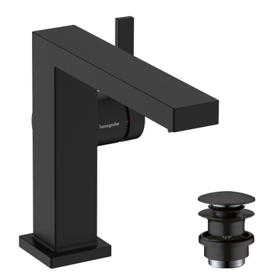 Hansgrohe Tecturis E 1 greeps wastafelkraan - 110 Fine - coolstart - met PushOpen - waste set - mat zwart