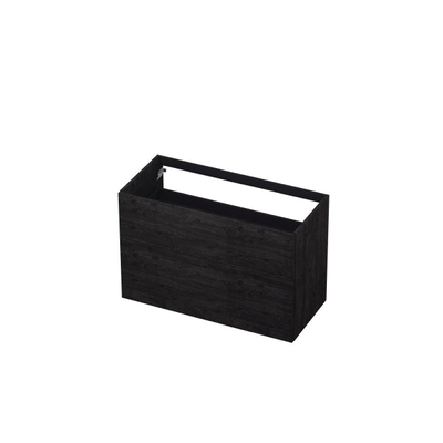 INK P2o Wastafelonderkast - 100x45x65cm - 2 lades - push to open - met rechte opdekfronten - MFC - Houtskool eiken