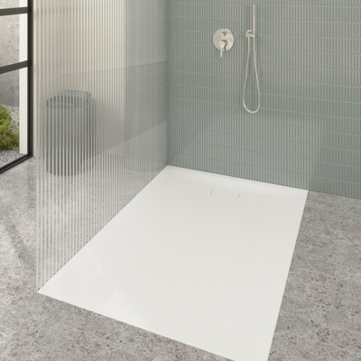 Villeroy & Boch Ecora douchebak - 140x100x3.5cm - afvoer korte zijde - white alpine (wit)