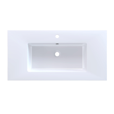Arcqua Mira Inbouw Wastafel - 91x46x1.5cm - enkele wasbak - 1 kraangat - cast marble - glans wit