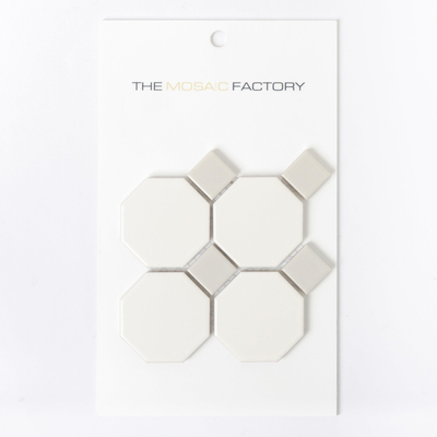 SAMPLE The Mosaic Factory Paris carreau mosaïque 5,6x5,6x0,6cm et 2.3x2.3x0.6cm carreau mural pour intérieur et extérieur Céramique blanc avec gris