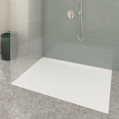 Villeroy & Boch Ecora douchebak - 140x100x3.5cm - afvoer lange zijde - white alpine (wit)