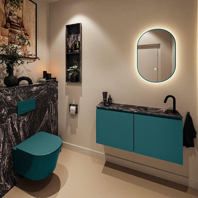 MONDIAZ TURE-DLUX 100cm toiletmeubel Smag. EDEN wastafel Lava positie rechts. Met 1 kraangat.