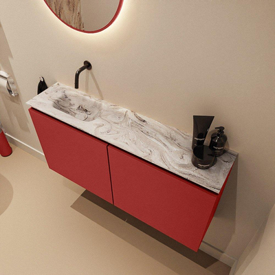 MONDIAZ TURE-DLUX Meuble de toilettes 100cm Fire. EDEN lavabo Glace position gauche. Sans trou de robinet.