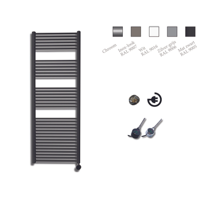 Sanicare electrische design radiator 172 x 60 cm Mat zwart met thermostaat chroom