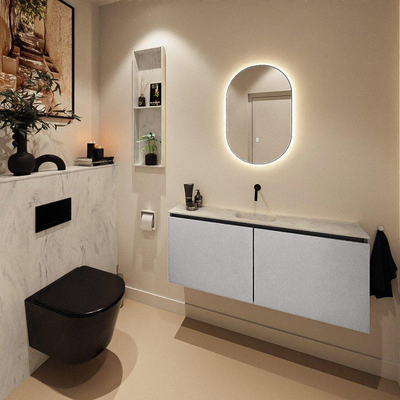 MONDIAZ TURE-DLUX Meuble toilette - 120cm - Plata - EDEN - vasque Opalo - position centrale - sans trou de robinet