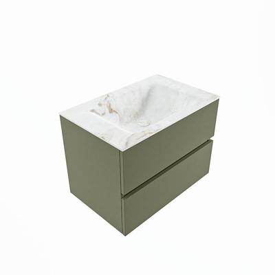 MONDIAZ VICA-DLUX Ensemble meuble de salle de bains - 70cm - sous-meuble army - 2 tiroirs - lavabo encastré cloud central - 1 trou de robinet - version haute 60cm - frappe