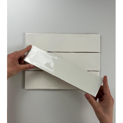ÉCHANTILLON Terravito Pavero carreau mural - 7,5x30cm - 8,6mm - Rectangulaire - Crème brillant