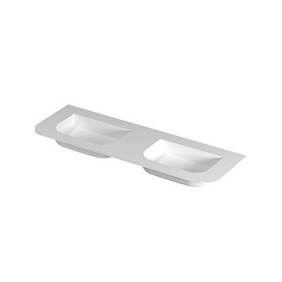 INK Fora Lavabo - 140x45x1.7cm - double vasque - sans trous de robinetterie - coins arrondis - porcelaine - blanc mat