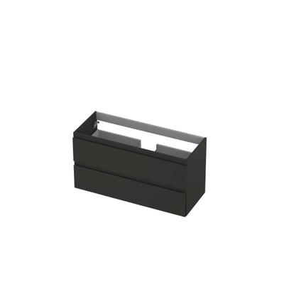 INK Wastafelonderkast - 100x40x52cm - 2 lades - greeploos - MDF lak - Mat Antraciet
