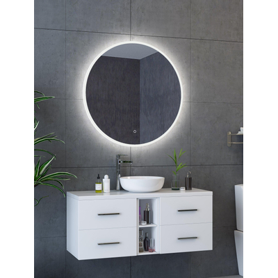 H&R Badmeubelen Reflex spiegel – rond Ø80 cm – indirecte LED rondom – spiegelverwarming, dimbaar – Zilver