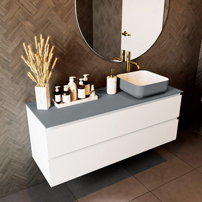 Mondiaz TOP 46 Topblad - 130x46x0.9cm - geschikt voor afdekplaat - Solid surface - Plata
