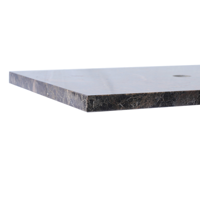 Saniclass Dark Emperador plan sous vasque - 140x46cm - 1 trou de robinet - 2 découpes pour siphon - pierre naturelle marbrée