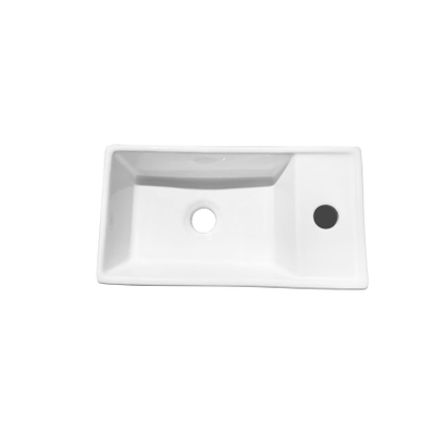 Adema Fuente Ensemble pour lave-mains - 40x22x10cm - céramique - trou de robinet à droite - robinet de lave-mains noir mat - bouchon de vidage - siphon abaissé - blanc brillant