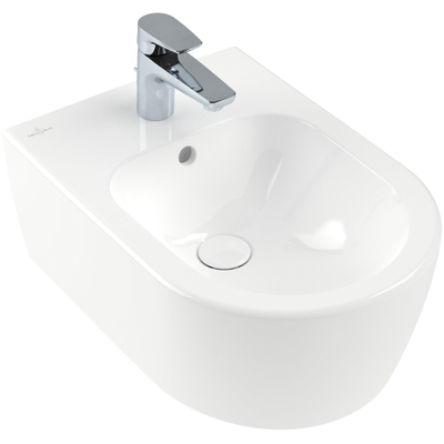 Villeroy & Boch Avento bidet wand - 37x53cm - 1 kraangat - met overloop CeramicPlus - White Alpine (glans wit)