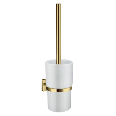 Smedbo House Toiletborstelhouder - open - wandmodel - messing/porselein SHOWROOMMODEL