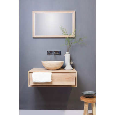 Forzalaqua Roma waskom 40x40x15cm Rond Natuursteen Travertin gezoet OUTLETSTORE