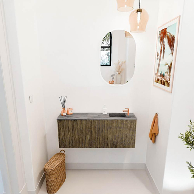 Mondiaz JOYA-DLUX 100cm toiletmeubel - kleur Dusk - Wastafel FAYE positie Rechts 1 kraangat kleur Sombra.