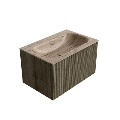 MONDIAZ KURVE-DLUX Meuble de salle de bains 70cm couleur Shadow avec 1 tiroir et 0 porte. Lavabo BIG SMALL Central sans trou de robinet Arena.