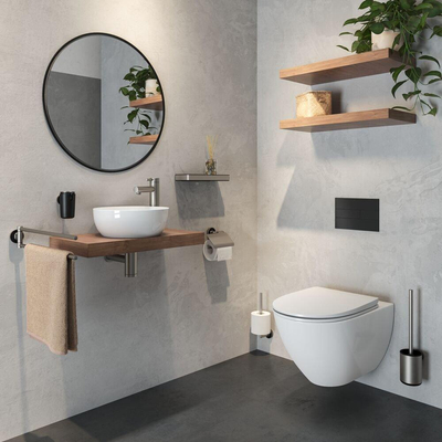 Tiger Cooper Toiletrolhouder - met klep - geborsteld RVS/zwart