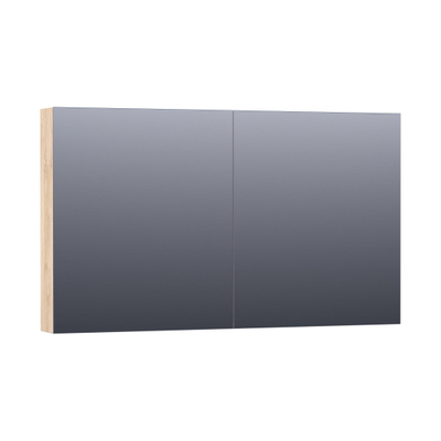 Saniclass Dual Spiegelkast - 120x70x15cm - 2 links- rechtsdraaiende spiegeldeur - MFC - sahara