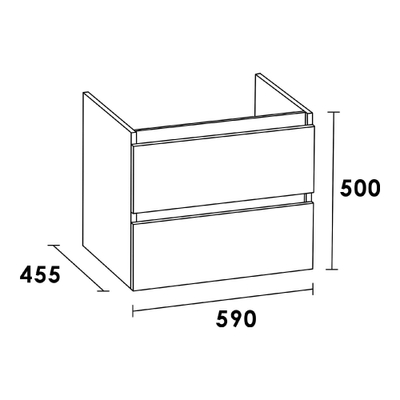 BRAUER Solution Meuble sous vasque 59x45.5x50cm 2 tiroirs 1 espace siphon sans poignée MFC Almond