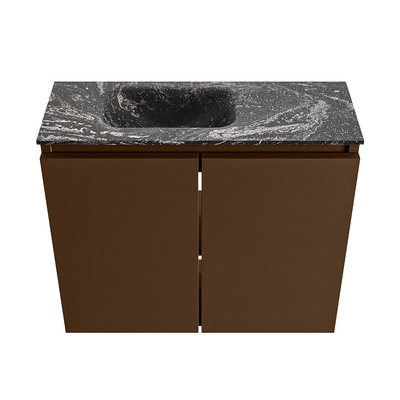 MONDIAZ TURE-DLUX 60cm toiletmeubel Rust. EDEN wastafel Lava positie links. Met 1 kraangat.