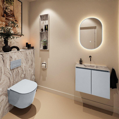 MONDIAZ TURE-DLUX Meuble WC 60 cm Clay. Vasque EDEN Glace position milieu. Sans trou de robinet.