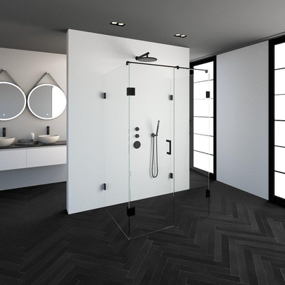 BRAUER Create Cabine de douche XL 120x100cm sans profilé avec verre de sécurité anticalcaire 8mm noir mat