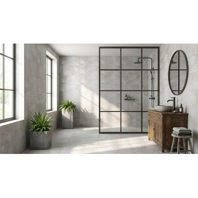 EnergieKer Flatiron wand- en vloertegel - 30x60cm - 10mm - Rechthoek - gerectificeerd - Betonlook - Zilver/grijs mat