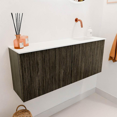 Mondiaz JOYA 100cm toiletmeubel - kleur Shadow - Wastafel FAYE positie Rechts Zonder kraangat kleur Talc.