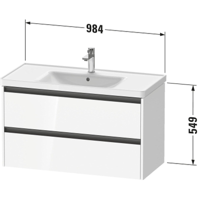 Duravit Ketho 2 meuble sous-lavabo avec 2 tiroirs 98.4x45.5x54.9cm avec poignées noyer anthracite mat