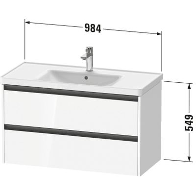 Duravit ketho 2 meuble sous lavabo avec 2 tiroirs 98.4x45.5x54.9cm avec poignées anthracite basalte mate