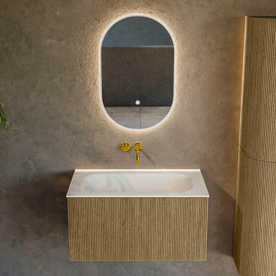 Mondiaz KURVE Badkamermeubelset - 80x46x40cm - 1 lade - wastafel solid surface - midden - zonder kraangat - Dusk