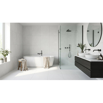 ÉCHANTILLON Terravito Allora carreau mural et de sol - 90x90cm - rectifié - effet béton - White mat (blanc)