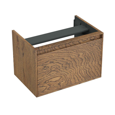 Forzalaqua Reno 2.0 meuble sous-lavabo 59.5x39.5x40cm avec 1 tiroir sans poignée à fermeture douce Chêne massif Castle Brown