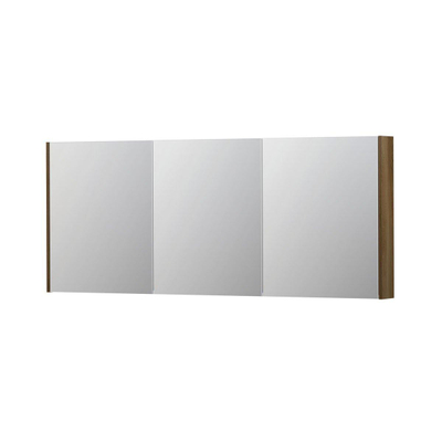 INK SPK2 spiegelkast – 180x74x14 cm – 3 deuren, dubbelzijdige spiegeldeuren – Massief eiken Ash grey