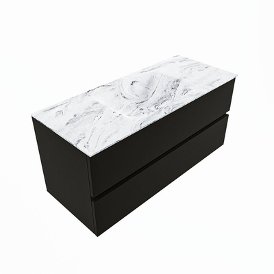 Mondiaz VICA-DLUX Ensemble de meuble de salle de bain - 110cm - meuble sous-vasque urban - 2 tiroirs - lavabo encastré cloud milieu - 1 trou de robinet - version haute de 60cm - glace