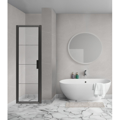 Aqua Vista Triple Draaideur - 100x200 cm - 8mm - helder glas - onderdeel hoekcabine - mat zwart