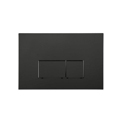 FugaFlow Eccelente Press Toiletset - 48.5x36x32cm - diepspoel - spoelrandloos - inbouwreservoir - softclose - quickrelease - toiletzitting - mat zwarte metalen bedieningsplaat - rechthoekige knoppen - wit