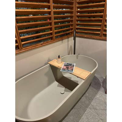 Riho Bilbao baignoire îlot - 170 x 80 cm - surface solide - avec siège - avec coussin - mat Pebble Grey (beige)